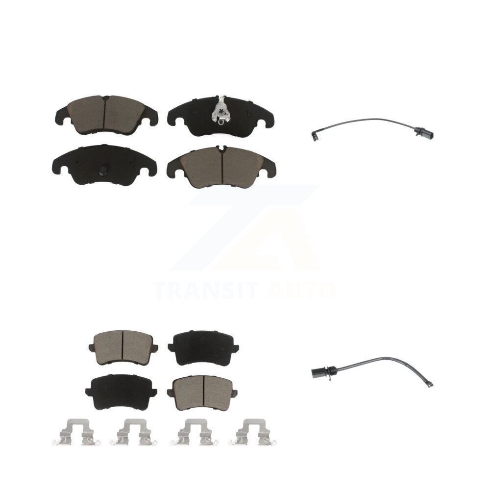 Ceramic Disc Brake Pads And Wear Sensors Front Rear Kit For Audi Q5