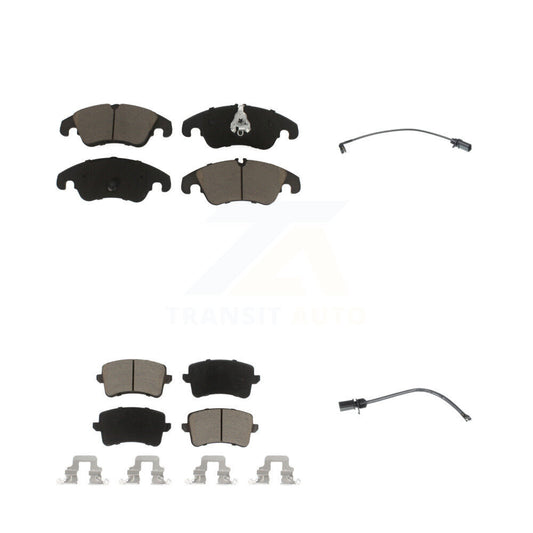 Ceramic Disc Brake Pads And Wear Sensors Front Rear Kit For Audi Q5