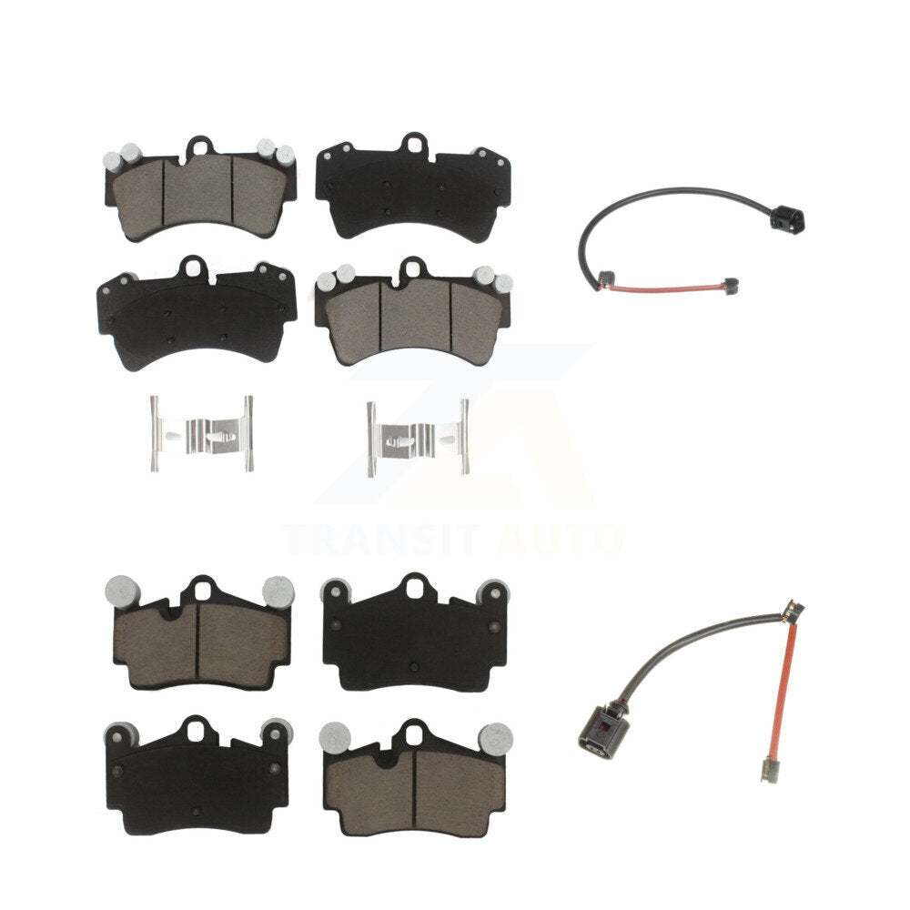 Ceramic Disc Brake Pads & Wear Sensor Front Rear Kit For Audi Q7 Porsche Cayenne