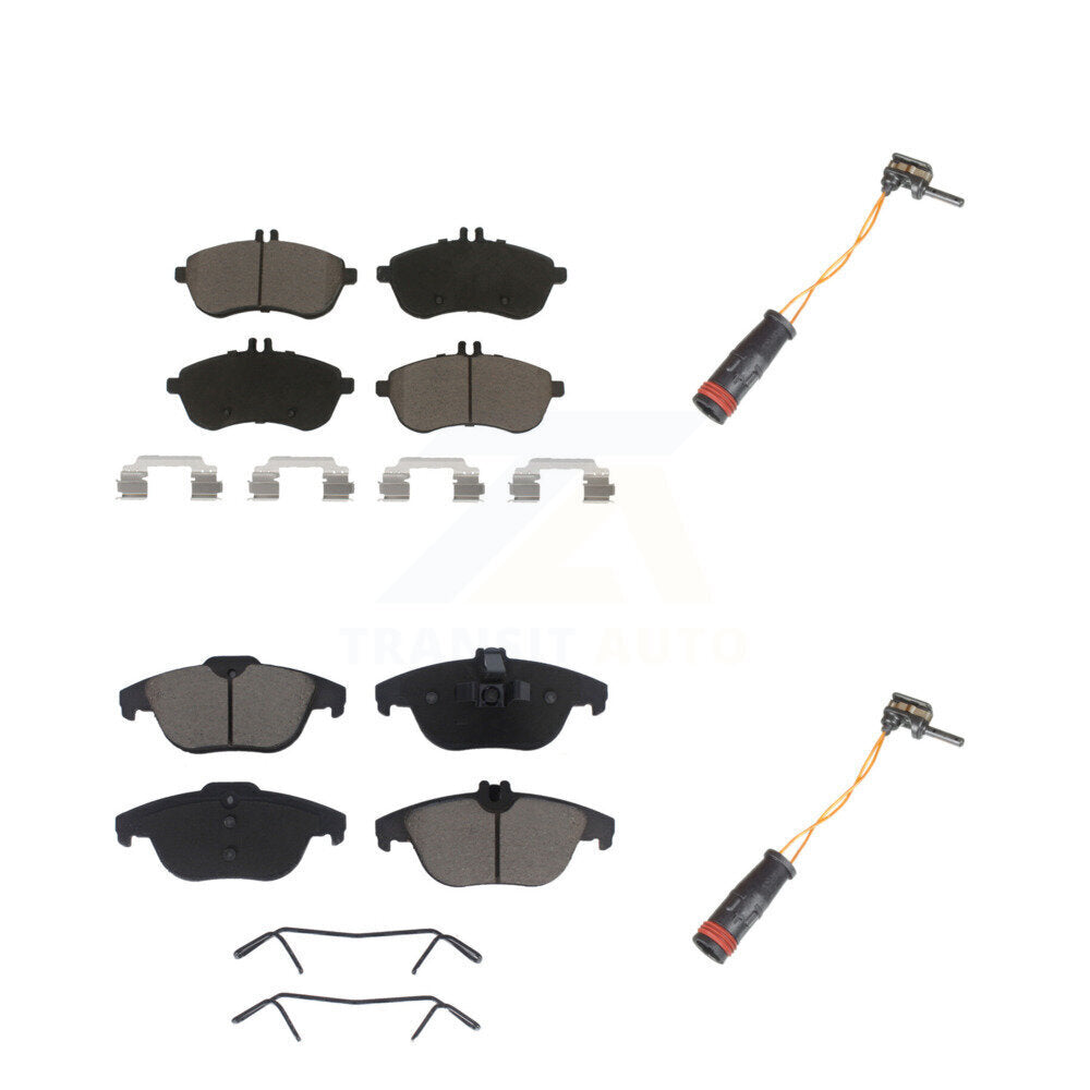 Ceramic Brake Pads & Wear Sensor Front Rear Kit For Mercedes-Benz C300 C250 C230