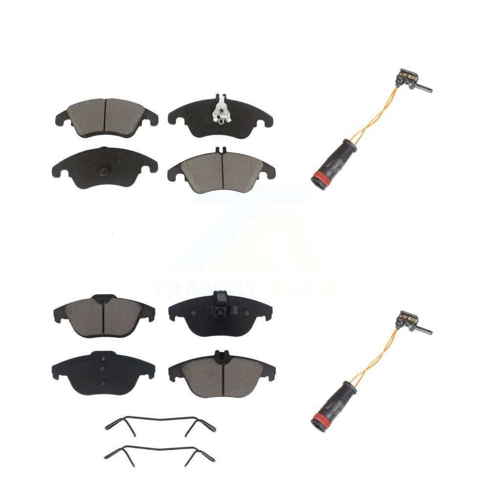 Ceramic Brake Pads & Wear Sensor Front Rear Kit For Mercedes-Benz C300 C350 E350