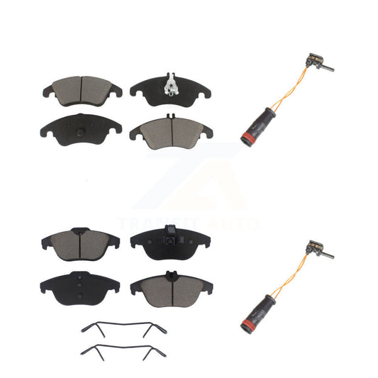 Ceramic Brake Pads & Wear Sensor Front Rear Kit For Mercedes-Benz C300 C350 E350
