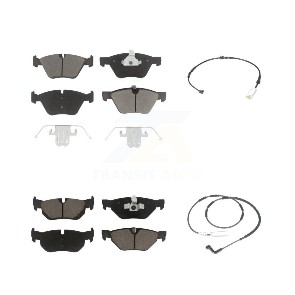 Ceramic Disc Brake Pads And Wear Sensors Front Rear Kit For BMW 128i 3.0L