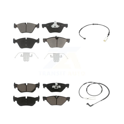 Ceramic Disc Brake Pads And Wear Sensors Front Rear Kit For BMW 128i 3.0L
