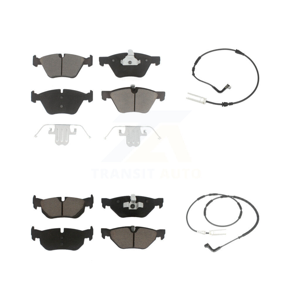 Ceramic Disc Brake Pads & Wear Sensor Front Rear Kit For BMW 128i 328i 323i 325i