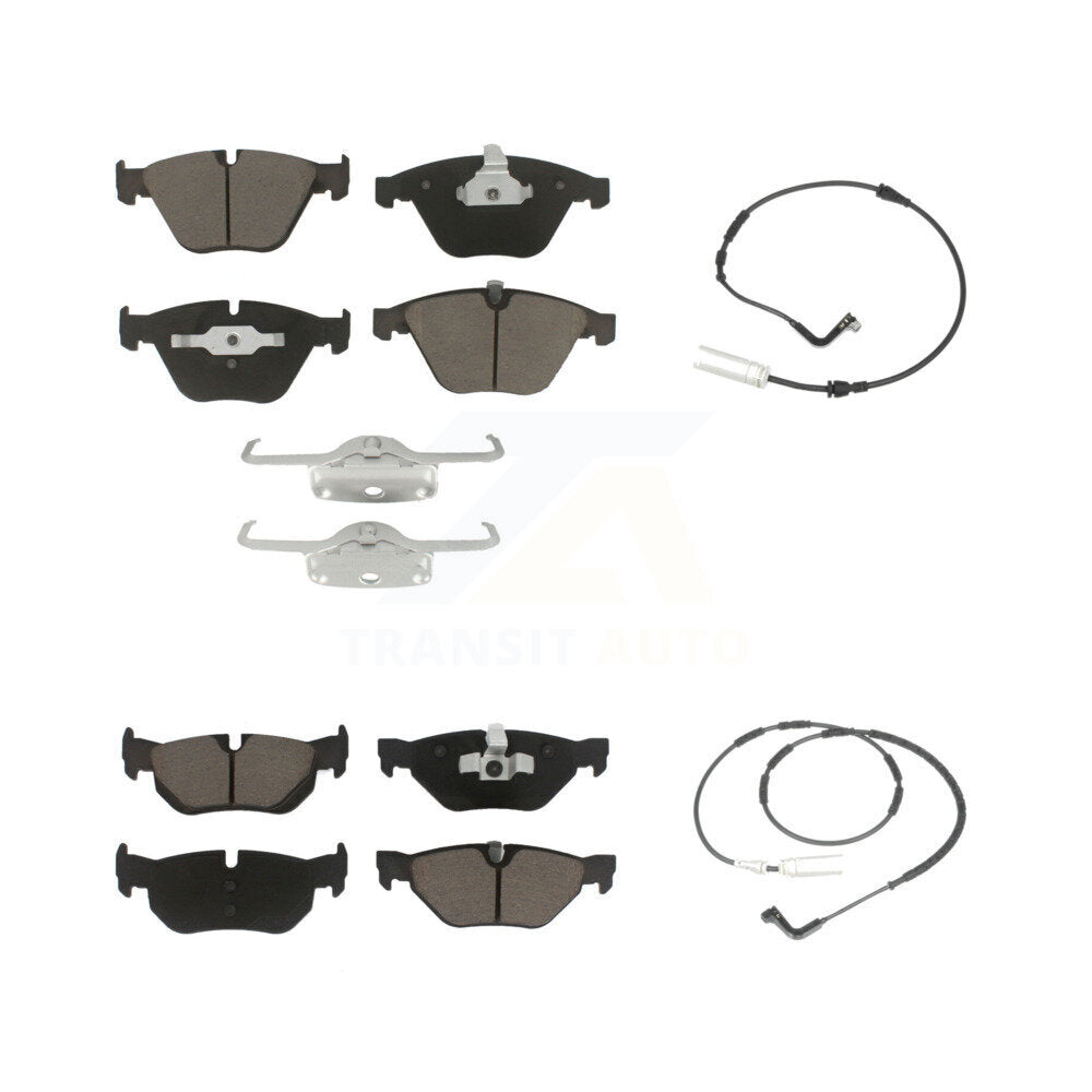 Ceramic Disc Brake Pads And Wear Sensors Front Rear Kit For BMW 328i 323i