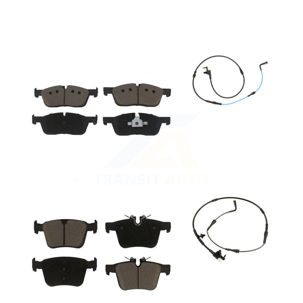 Ceramic Disc Brake Pads And Wear Sensors Front Rear Kit For Jaguar XE XF