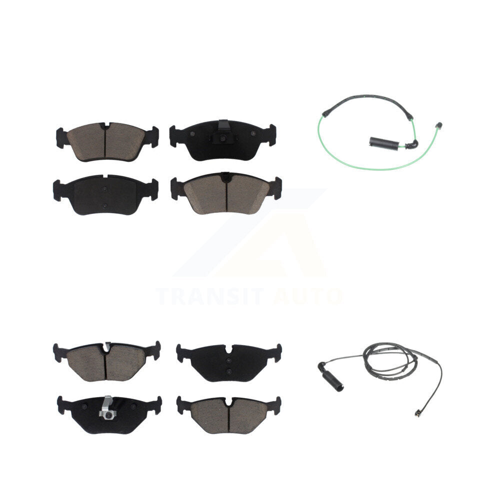 Ceramic Disc Brake Pad & Wear Sensor Front Rear Kit For 2001-2005 BMW 325xi 2.5L