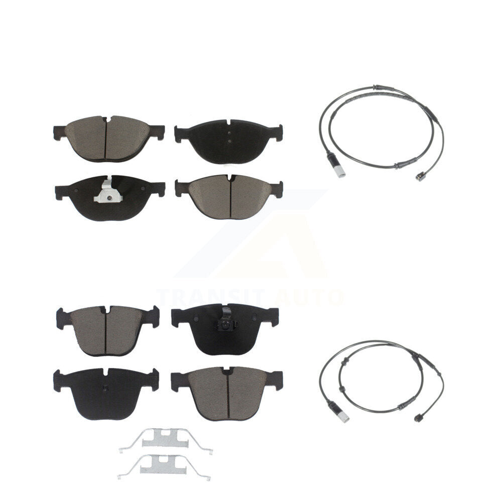 Ceramic Disc Brake Pad & Wear Sensor Front Rear Kit For 2012 BMW 750i GAS engine
