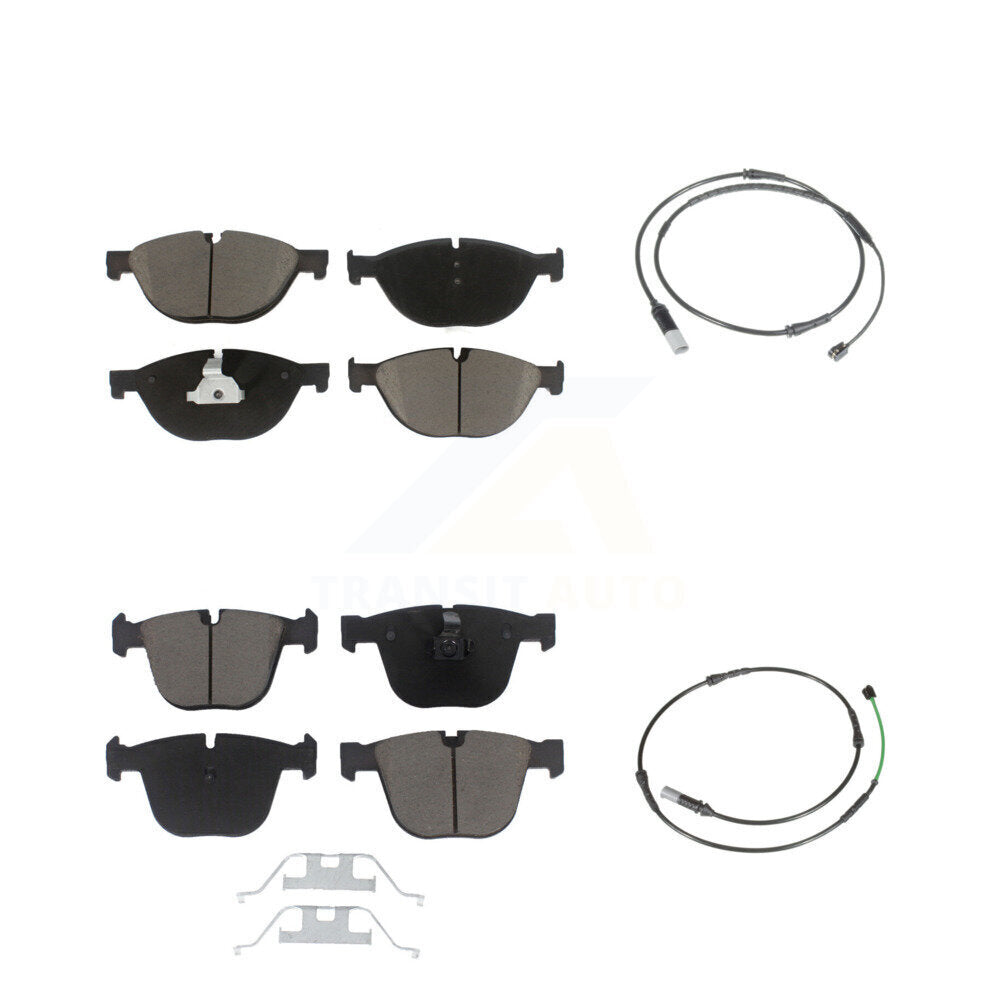 Ceramic Disc Brake Pads & Wear Sensor Front Rear Kit For BMW 535i GT xDrive 550i