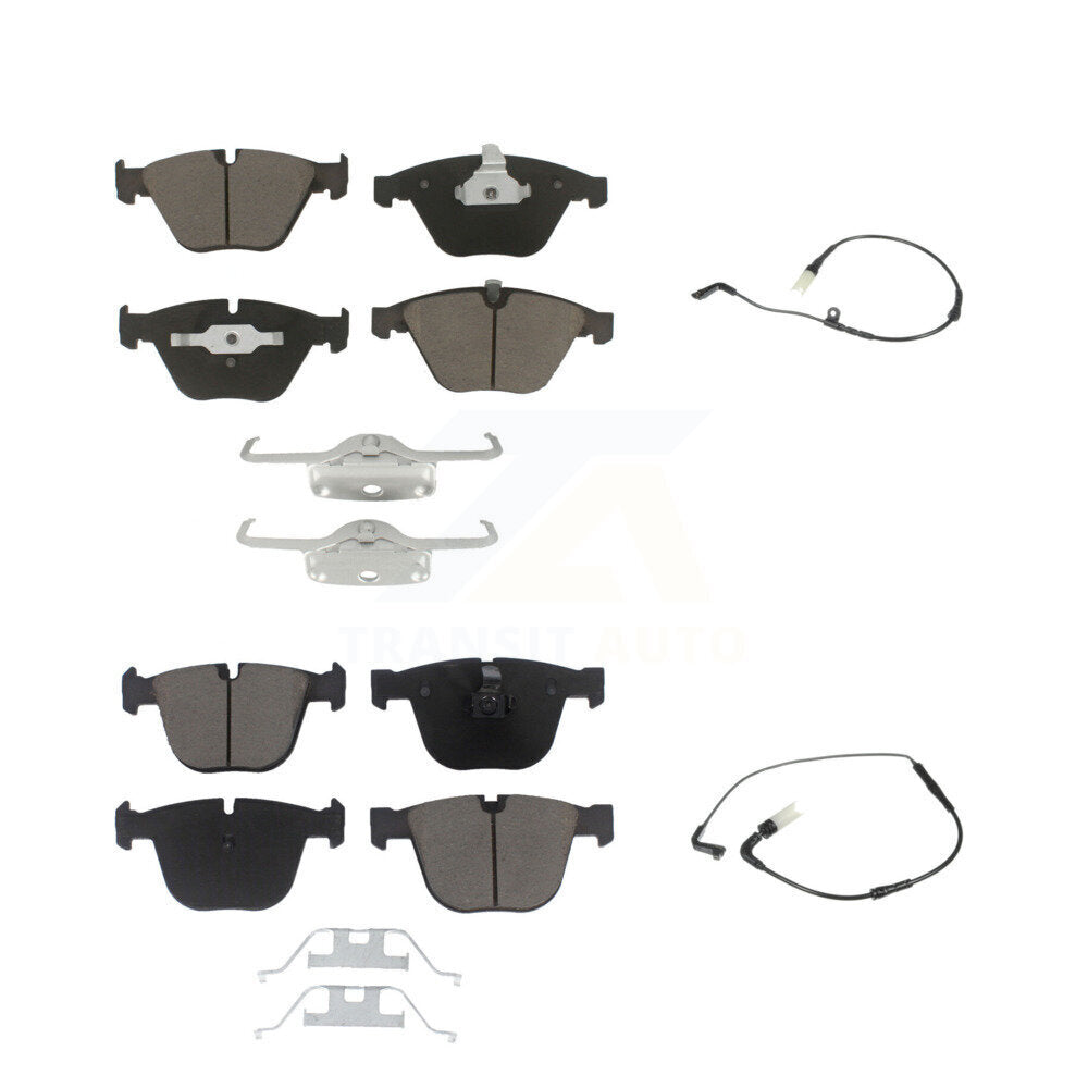 Ceramic Disc Brake Pads And Wear Sensors Front Rear Kit For BMW 550i 545i 645Ci