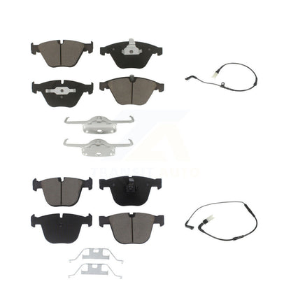 Ceramic Disc Brake Pads And Wear Sensors Front Rear Kit For BMW 550i 545i 645Ci