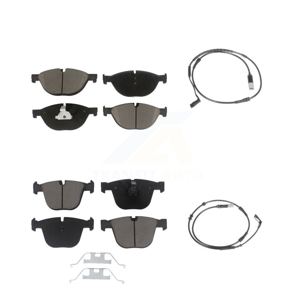 Ceramic Disc Brake Pads And Wear Sensors Front Rear Kit For 2009 BMW 750i 750Li