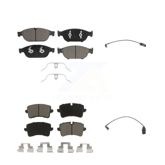 Ceramic Disc Brake Pads And Wear Sensors Front Rear Kit For Audi A6 Quattro