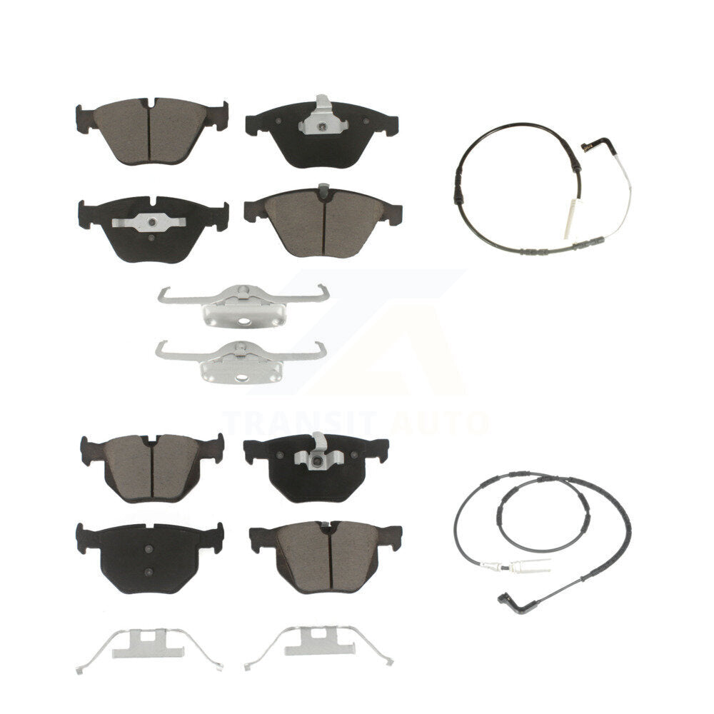 Ceramic Disc Brake Pads And Wear Sensors Front Rear Kit For BMW 335i 335d 3.0L