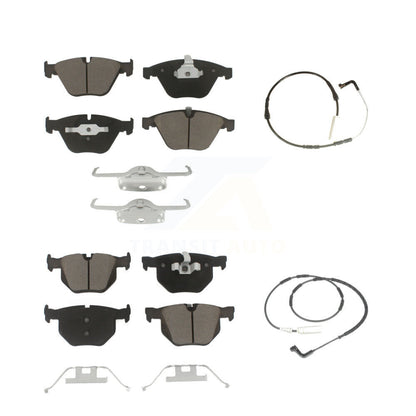 Ceramic Disc Brake Pads And Wear Sensors Front Rear Kit For BMW 335i 335d 3.0L