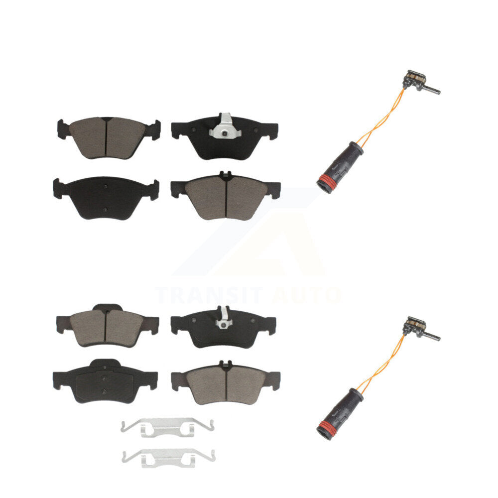 Ceramic Disc Brake Pads & Wear Sensor Front Rear Kit For Mercedes-Benz E350 E300