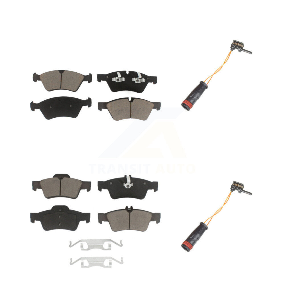 Ceramic Disc Brake Pad And Wear Sensor Front Rear Kit For Mercedes-Benz E350 AWD