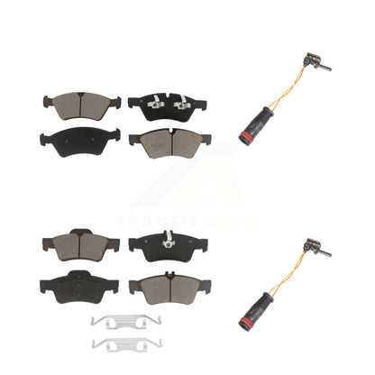 Ceramic Disc Brake Pad And Wear Sensor Front Rear Kit For Mercedes-Benz E350 AWD