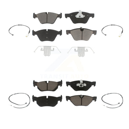 Ceramic Disc Brake Pads And Wear Sensors Front Rear Kit For 2013 BMW 128i 3.0L