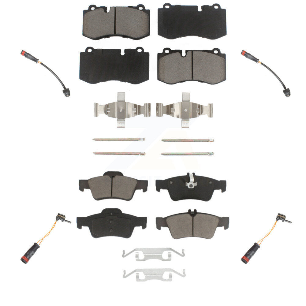 Ceramic Brake Pad & Wear Sensor Front Rear Kit For Mercedes-Benz S550 S450 CL550