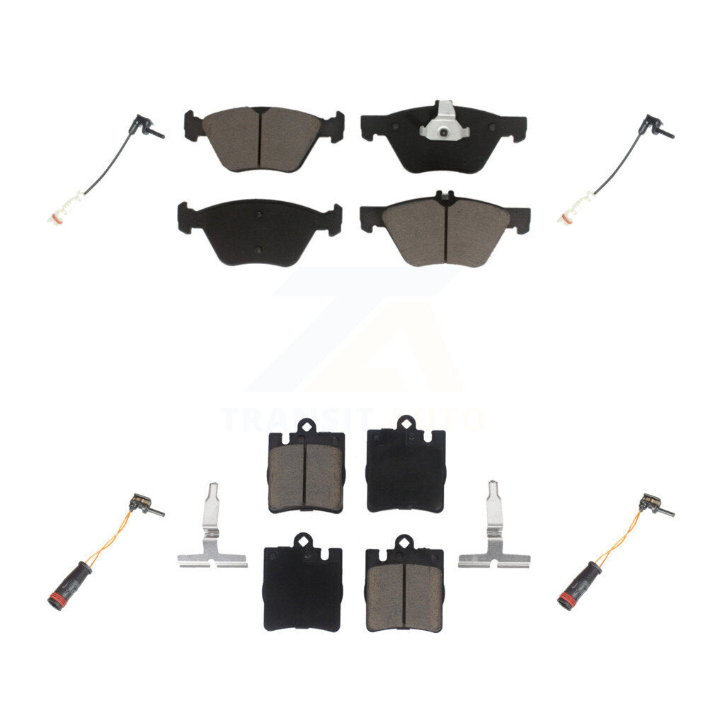 Ceramic Disc Brake Pads And Wear Sensors Front Rear Kit For Mercedes-Benz CLK320