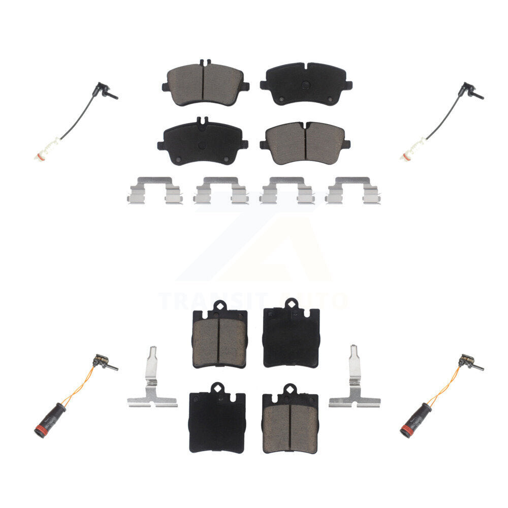 Ceramic Disc Brake Pads And Wear Sensors Front Rear Kit For Mercedes-Benz CLK320