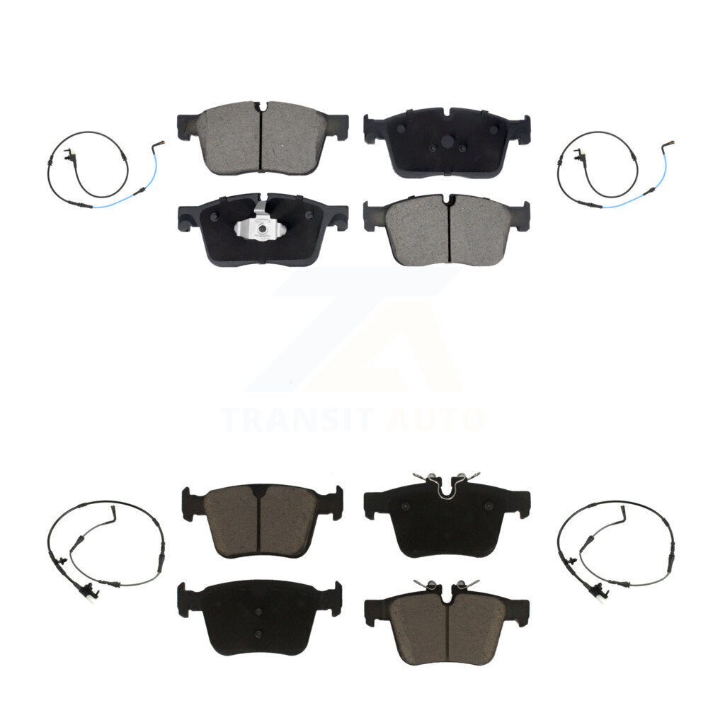 Ceramic Disc Brake Pads And Wear Sensors Front Rear Kit For Jaguar XE XF