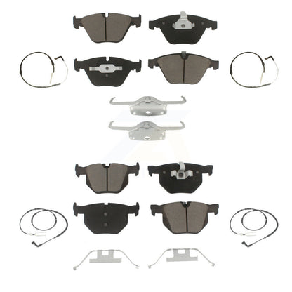 Ceramic Disc Brake Pads And Wear Sensors Front Rear Kit For BMW 335i 335d 3.0L