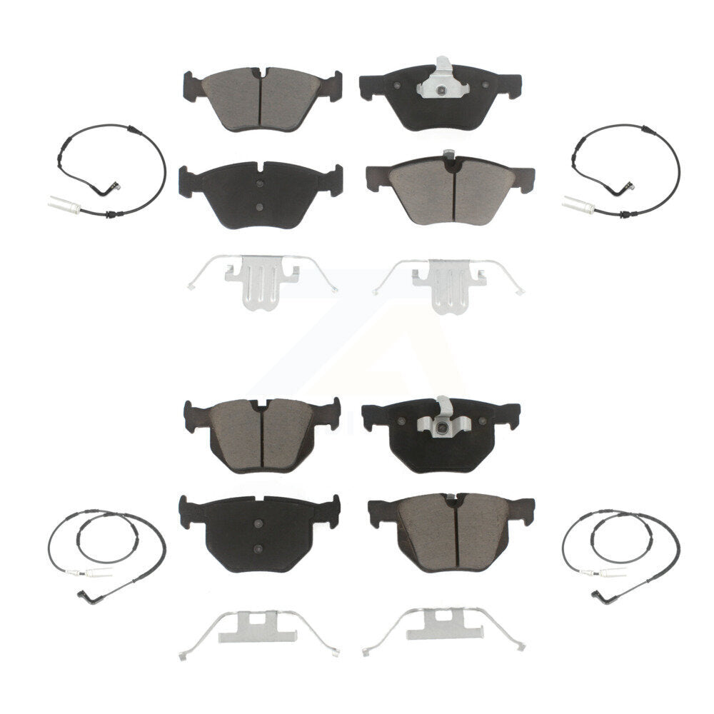 Ceramic Disc Brake Pads And Wear Sensors Front Rear Kit For 2006 BMW 330i