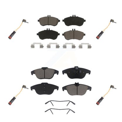 Ceramic Brake Pads & Wear Sensor Front Rear Kit For Mercedes-Benz C300 C250 C230