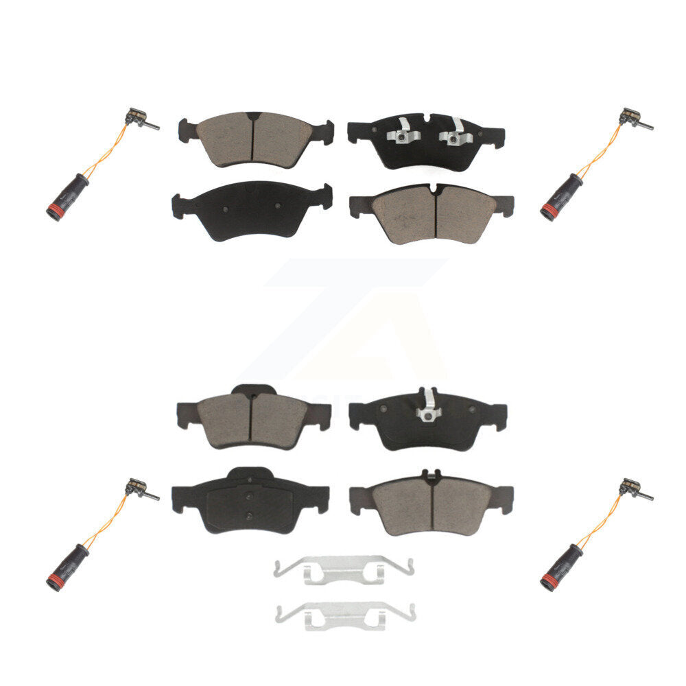 Ceramic Disc Brake Pad And Wear Sensor Front Rear Kit For Mercedes-Benz E350 AWD