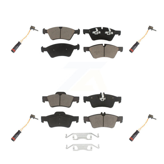 Ceramic Disc Brake Pad And Wear Sensor Front Rear Kit For Mercedes-Benz E350 AWD