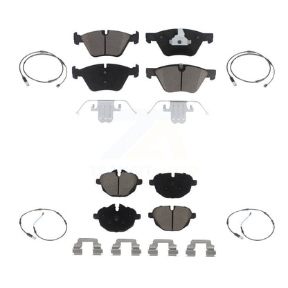 Ceramic Disc Brake Pads And Wear Sensors Front Rear Kit For BMW 528i