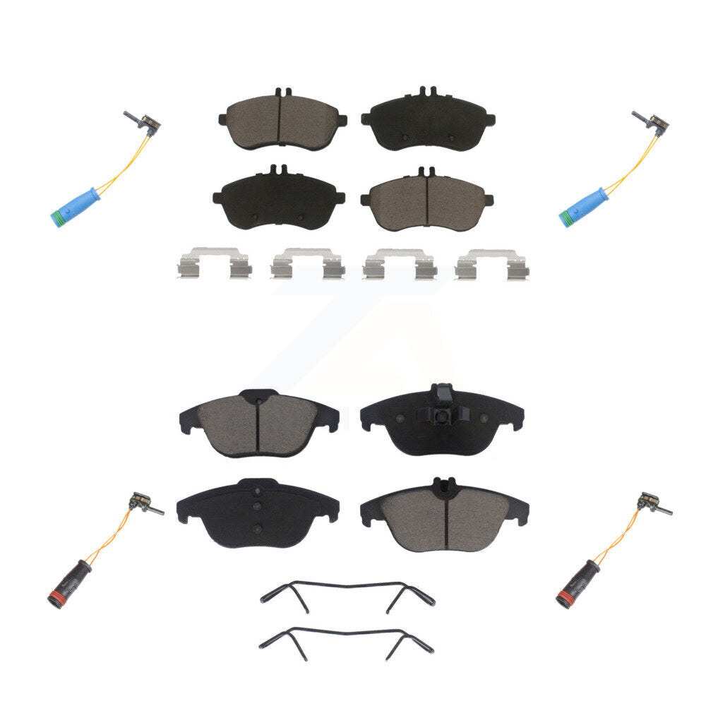 Ceramic Brake Pads & Wear Sensor Front Rear Kit For 2012 Mercedes-Benz C250 1.8L