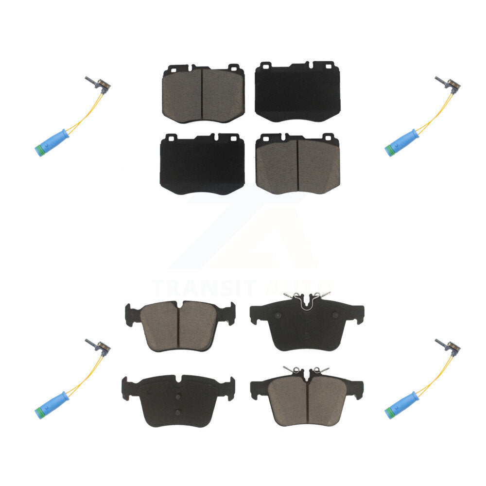 Ceramic Brake Pad & Wear Sensor Front Rear Kit For Mercedes-Benz C300 C400 C350e