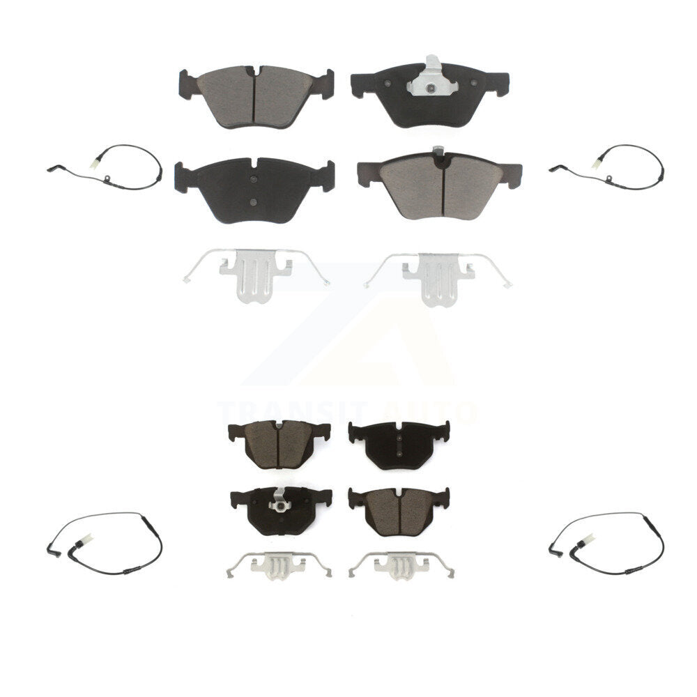 Ceramic Disc Brake Pads And Wear Sensors Front Rear Kit For BMW 525i