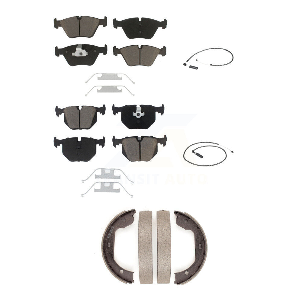 Ceramic Disc Brake Pad And Wear Sensor Front Rear Kit (5Pc) For 2004-2010 BMW X3