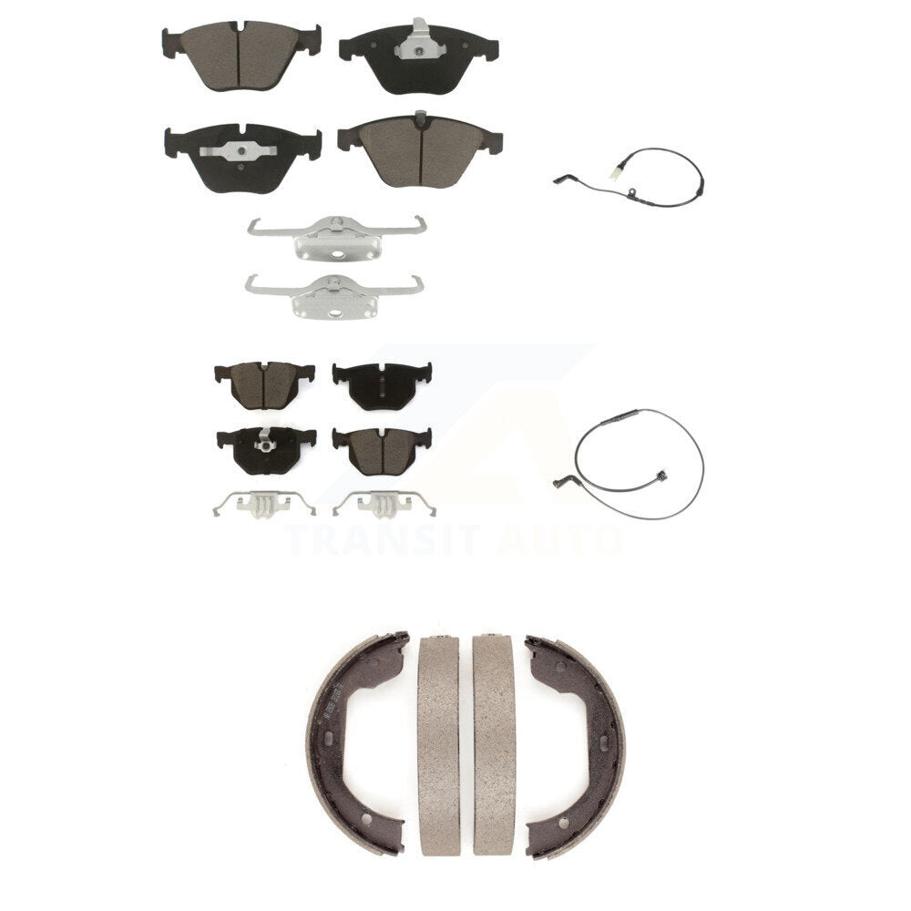 Ceramic Disc Brake Pads And Wear Sensor Front Rear Kit (5Pc) For BMW 535i xDrive