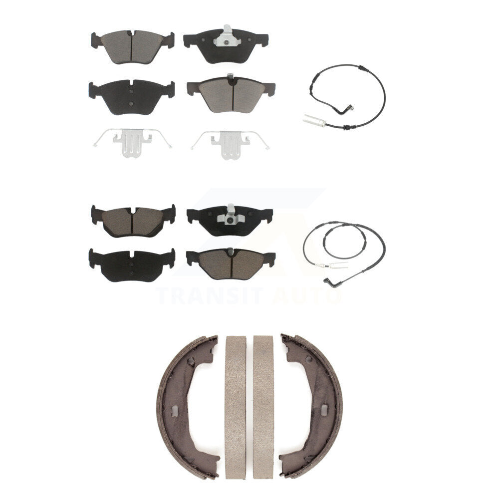 Ceramic Brake Pad & Wear Sensor Front Rear Kit (5Pc) For BMW 128i 328i 323i 325i