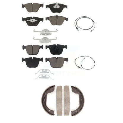 Ceramic Brake Pad & Wear Sensor Front Rear Kit (5Pc) For BMW 535i Base with 3.0L