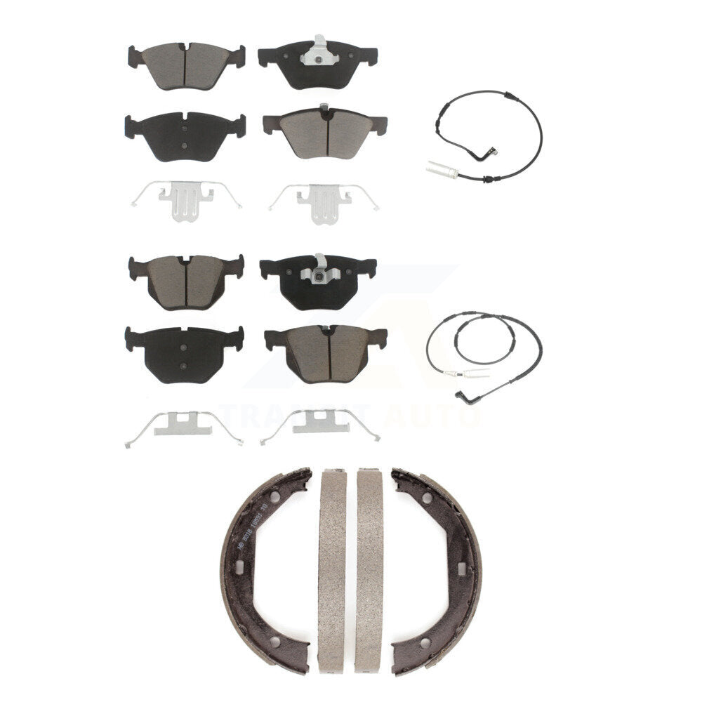 Ceramic Disc Brake Pads And Wear Sensors Front Rear Kit (5Pc) For 2006 BMW 330i