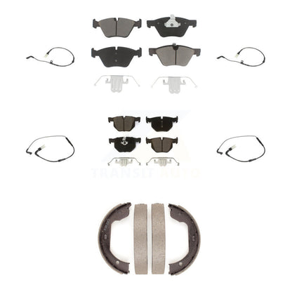 Ceramic Disc Brake Pads And Wear Sensors Front Rear Kit (7Pc) For BMW 525i