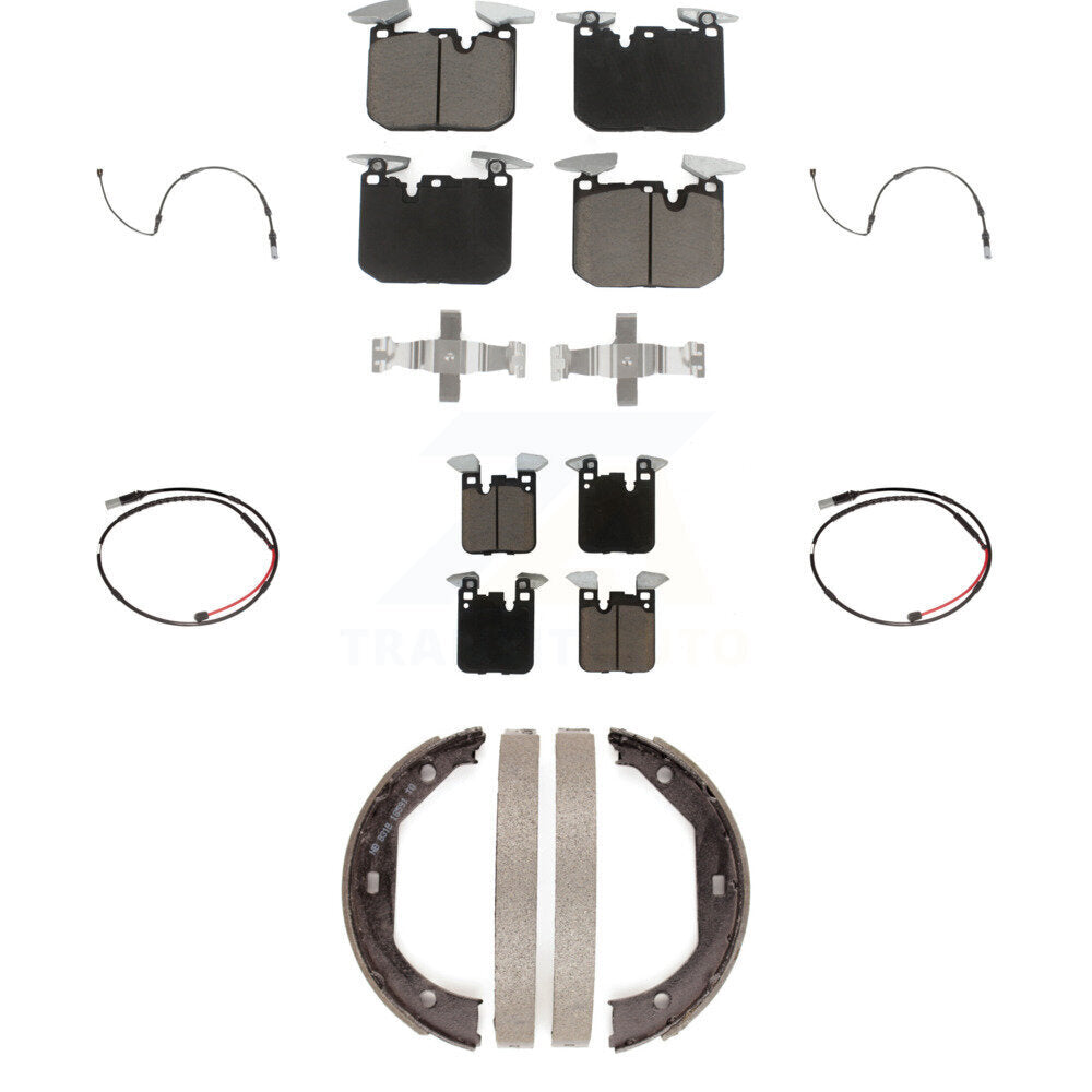 Ceramic Disc Brake Pads And Wear Sensors Front Rear Kit (7Pc) For BMW M3 M2