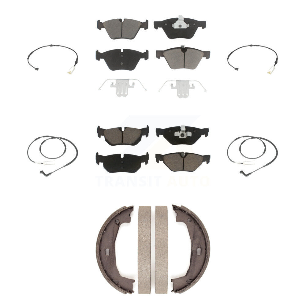 Ceramic Disc Brake Pads And Wear Sensors Front Rear Kit (7Pc) For BMW 128i 3.0L