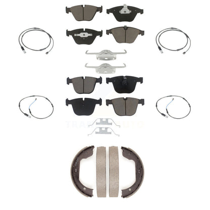 Ceramic Brake Pad & Wear Sensor Front Rear Kit (7Pc) For BMW 535i Base with 3.0L