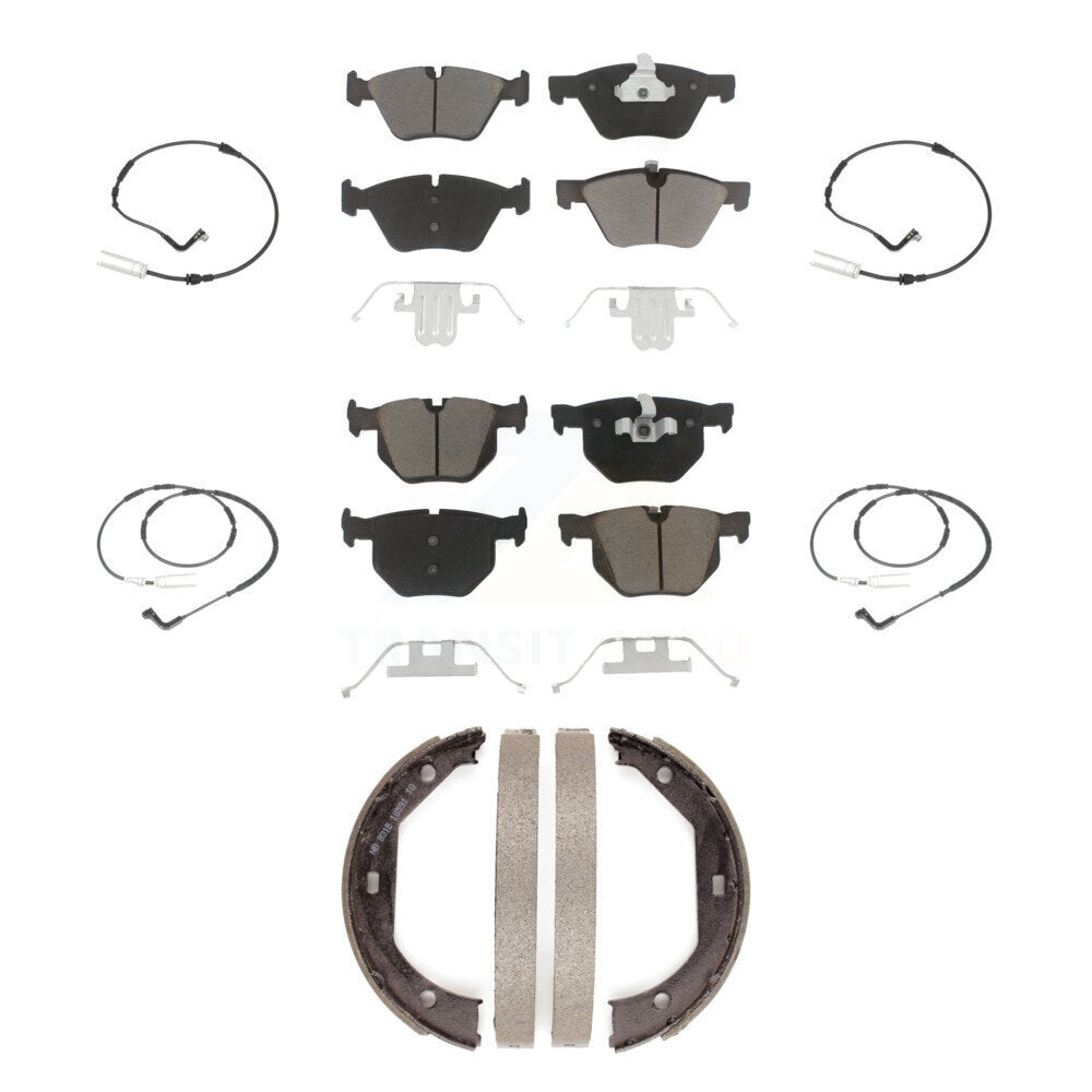 Ceramic Disc Brake Pads And Wear Sensors Front Rear Kit (7Pc) For 2006 BMW 330i