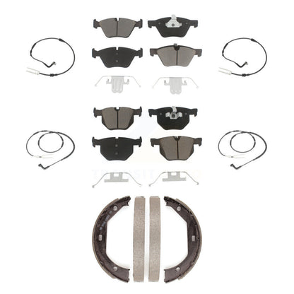 Ceramic Disc Brake Pads And Wear Sensors Front Rear Kit (7Pc) For 2006 BMW 330i