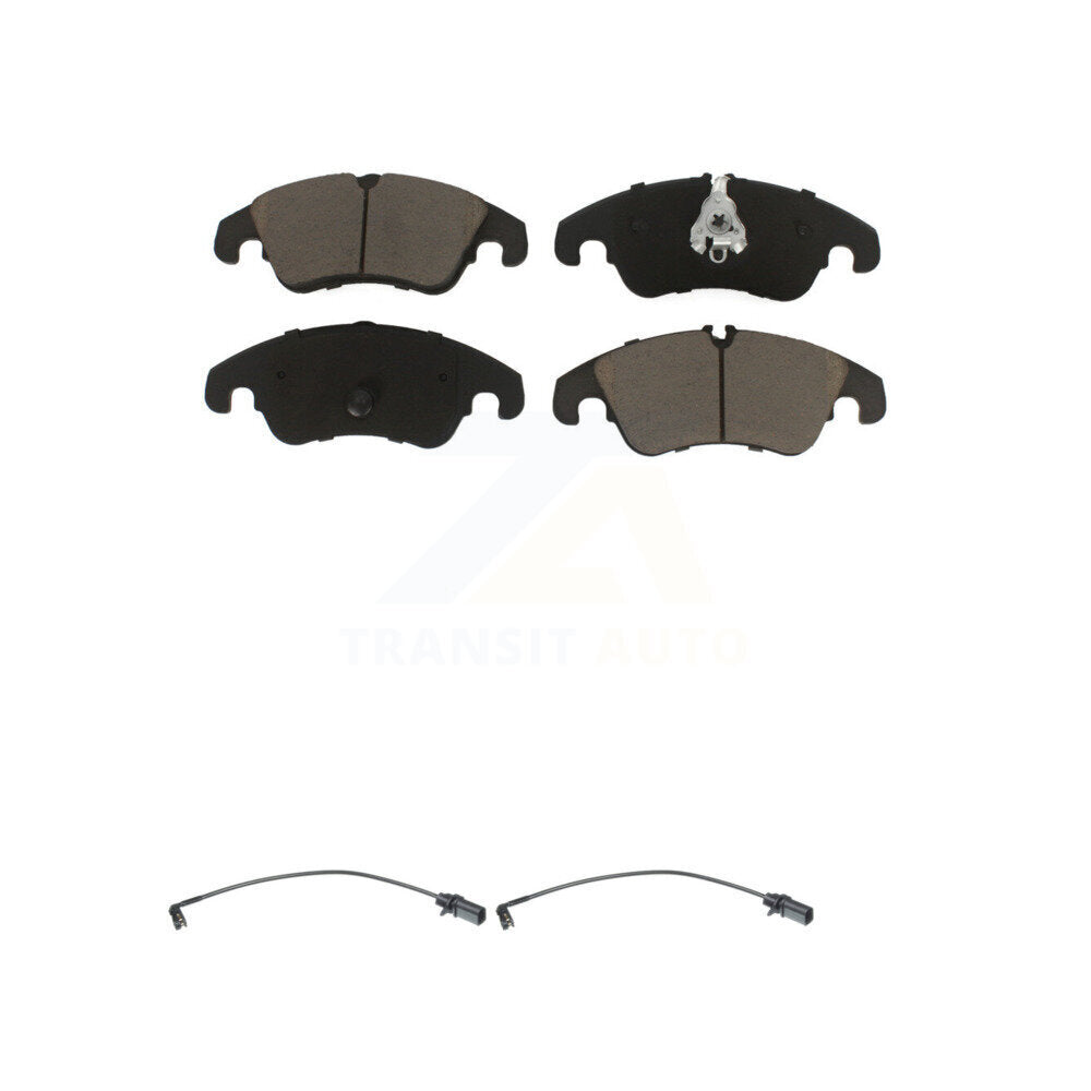Ceramic Brake Pads Wear Sensor Pair Front Kit For Audi Q5 A4 Quattro A5 S4 S5 A6
