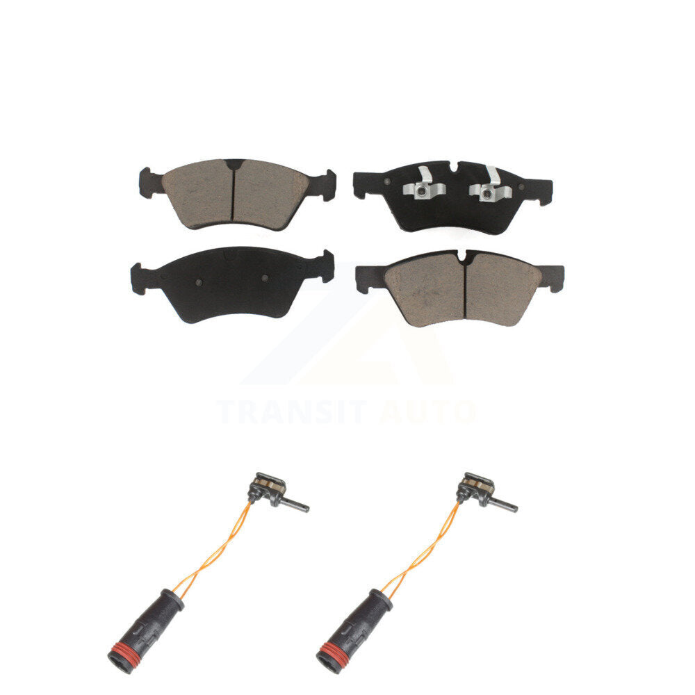 Ceramic Disc Brake Pad And Wear Sensor Pair Front Kit For Mercedes-Benz E350 AWD